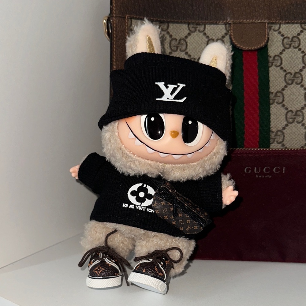 La BuBu featuring LV fashion outfit.Black and Brown Plush Toy